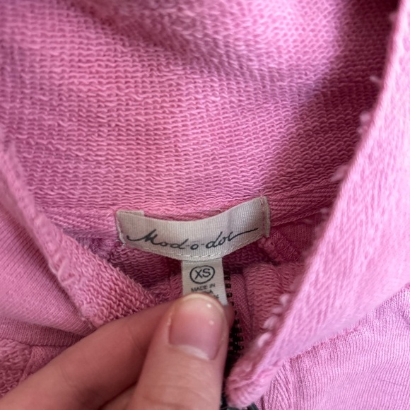 Mododoc Pink Quarter Zip Sweater 100% Cotton Women’s Size XS - Picture 2 of 7